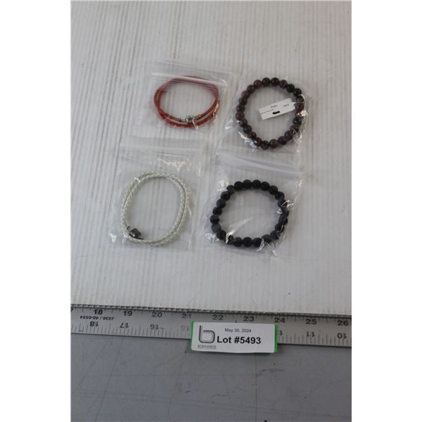 (4) Beaded/Leather Bracelets
