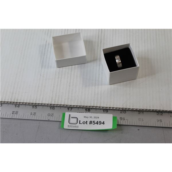 Men's Titanium Band with Clear Stones - Size 9