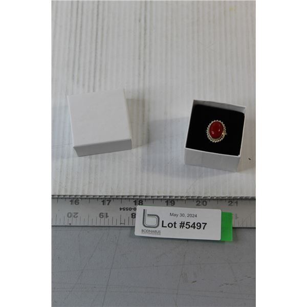 Sterling Silver Camelian Ring - Size 8