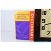 Image 4 : Framed Clock - File Folders - (4) Books - Nutritional Healing - Edible Seeds - Scrabble Dictionary -