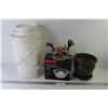 Image 1 : Plastic Pails - Metal Roosters Candle Holder - Ceramic Plant Pot - Anti Boil Over Microwave Jug