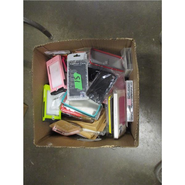 ESTATE:  BOX C/W ASSORTMENT OF PHONE CASES