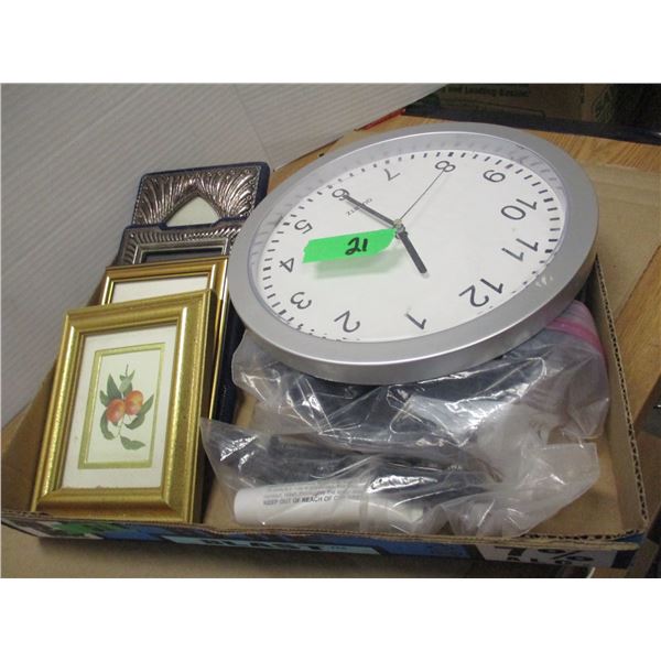 FLAT C/W CLOCK, PICTURES, FRAMES, ETC