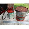 Image 1 : Co-Op Grease Pail w/Contents & Vintage Hand Pump Sprayer