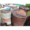 Image 2 : (5) Vintage Oil Drums (Saskatoon Highway, British American Oil) & (4) Oil Pails (John Deere, B/A)