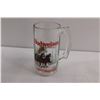 Image 2 : (4) Budweiser Glass Mugs, Alcohol Bottle