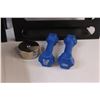 Image 3 : (7) Lot of: 3 - File Caddies, Metal Cash Box (Broken Latch), 2 LB Weights