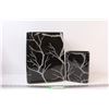 Image 1 : (2) Black Tree Motif Rectangular Decorative Vases: 1 - 12 1/2" & 1 - 7 3/4"