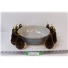 Image 1 : (11) Ceramic 10 1/2" Wide Ceramic Serving Bowl Marked Ross & 10 x Amber Acrylic Pears
