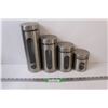Image 1 : (4) Aluminum & Glass Cannisters Set
