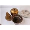Image 2 : (4) Large Glass 10" Vase with Rocks & 3 - Decorative Items