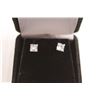 Image 2 : Sterling Silver Cubic Zirconia Square Stud Earrings