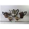 Image 1 : (3) Plated Tea Pots - Cream & Sugar Bowl