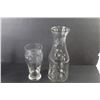 Image 3 : (2) Glass Vases - Glass Dish w/Frosted Edges - Glass