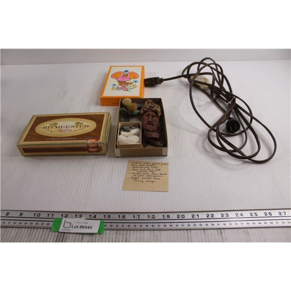Ritmeester Cigar Box, Wave Worn Glass Pieces, Indoor Extension Cord with Switch