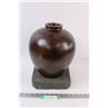 Image 1 : Wooden Vase w/Pumice stone Base - 11"x10"