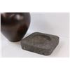 Image 2 : Wooden Vase w/Pumice stone Base - 11"x10"