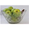 Image 2 : Clear Artisan Glass Fruit Bowl w/ Faux Apples and Cinnamon Sticks - 12"x6"