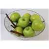 Image 3 : Clear Artisan Glass Fruit Bowl w/ Faux Apples and Cinnamon Sticks - 12"x6"