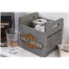 Image 2 : Harley Davidson Pre-Lux Oil Can Pint Glass Crate Set - NIB