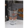 Image 4 : Harley Davidson Pre-Lux Oil Can Pint Glass Crate Set - NIB