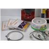 Image 3 : Lot of: Fishing Lure, (9) Hose Clamps (4" & 3"), DVD-r's & Cd-r's, Headlight & Safety Light, Flashli