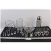 Image 1 : (17) Shot Glasses, Plastic Pitcher, Water Bottle, Serving Bowl, Tealight Warmer