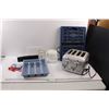 Image 1 : DeLonghi (4) Slice Toaster (Working), Proctor-Silex Electric Kettle (Working). Three Hole Punch, Ute