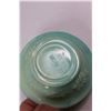 Image 5 : Footed Rose Colored Glass Candy Dish w/Lid, Small Green Glass Vase & (7 pcs) Avon Blue Milk Glass Di