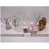Image 1 : (3) Parfait Glasses,(3) Angel Ornaments, Trinket Dish, Tin, Small Frame