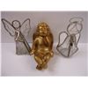Image 3 : (3) Parfait Glasses,(3) Angel Ornaments, Trinket Dish, Tin, Small Frame
