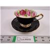 Image 1 : (1) Royal Albert Old English Rose Pattern-Black Bone China Teacup and Saucer