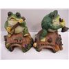Image 2 : (2) Yard Decor(frogs),(2) Planters, Barometer, Ashtray, Nut Bowl and Timer
