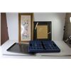 Image 1 : Flower Picture (11 1/2" x 24") - Collapsible Basket - Metal Cookie Tray - Empty Frame (16 1/2" x 14 