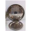 Image 2 : (2) Sliver Plated Serving Plates, (1) Silver Plated Holder (10"Diameter), (1) Brass Oval Serving Pla