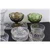 Image 2 : (2) Glass Colored Sundae Bowls, Clear Glass Pitcher, Vase, Lemon Juicer, (8) Candy Dishes, Misc.
