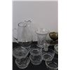 Image 3 : (2) Glass Colored Sundae Bowls, Clear Glass Pitcher, Vase, Lemon Juicer, (8) Candy Dishes, Misc.