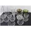 Image 4 : (2) Glass Colored Sundae Bowls, Clear Glass Pitcher, Vase, Lemon Juicer, (8) Candy Dishes, Misc.