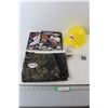 (2) Hockey Magazines, Plastic Mario Hat, Keychain, Misc.