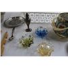 Image 4 : (3) Glass Art Baskets, Assorted Decorations