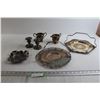 Image 1 : Silverplated Serving Trays, Cream and Sugar, and Candleholders