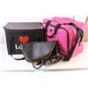Image 1 : (3) Thermal Cooler Bag; Vinyl Purse; Pink Carry-On Luggage