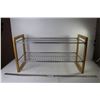 Image 1 : Wood & Metal Shoe Rack (29 1/2"w x 12 1/2"d x 16"h - one corner damaged)