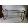 Image 4 : Wood & Metal Shoe Rack (29 1/2"w x 12 1/2"d x 16"h - one corner damaged)
