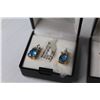 Image 2 : Pear Shaped Glass Blue Topaz - Ring & Earring Set - (14K Gold Plated - Size 7 ring)