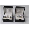 Image 4 : Pear Shaped Glass Blue Topaz - Ring & Earring Set - (14K Gold Plated - Size 7 ring)