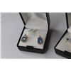 Image 2 : Pear Shaped Glass Blue Topaz - Ring & Earring Set - (14K Gold Plated - Size 8 ring)