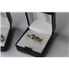 Image 3 : Pear Shaped Glass Blue Topaz - Ring & Earring Set - (14K Gold Plated - Size 8 ring)