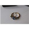 Image 4 : Pear Shaped Glass Blue Topaz - Ring & Earring Set - (14K Gold Plated - Size 8 ring)