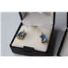 Image 2 : Pear Shaped Glass Blue Topaz - Ring & Earring Set - (14K Gold Plated - Size 7 ring)